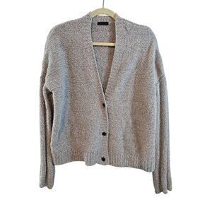 ATM Womens Boucle Cardigan Sweater waist length Button-Down Soft‎ Knit size M
